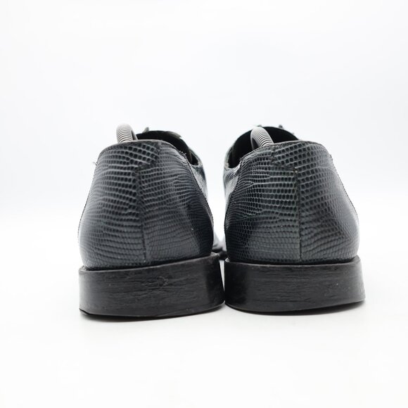 Mezlan Platinum Dark Navy Men\'s Size 11 M Genuine Lizard Square Toe Derby